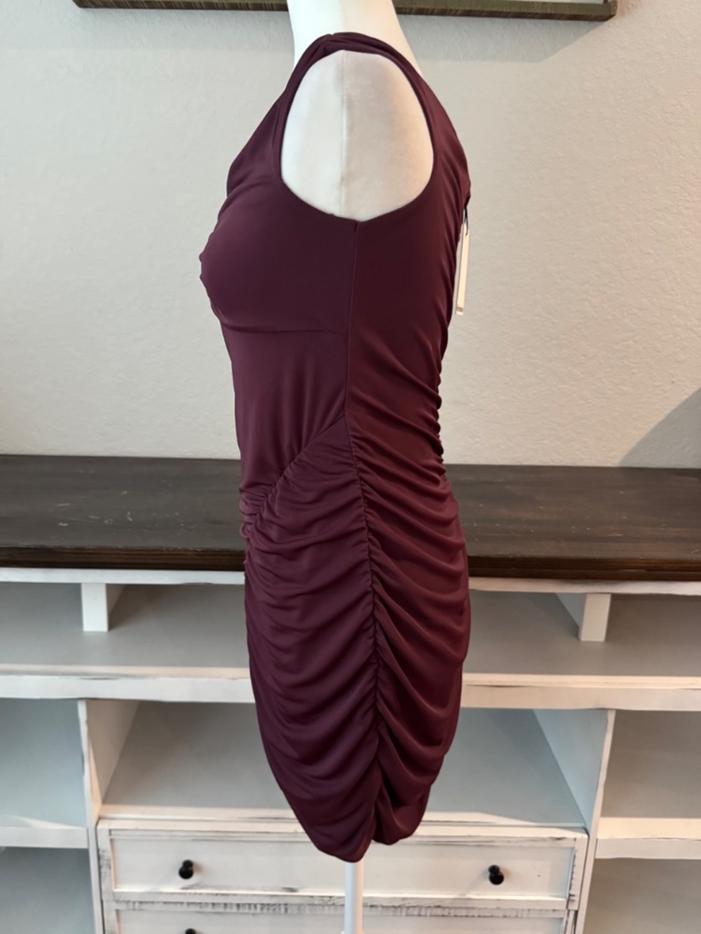 NWT Reformation Emma Knit Dress Mole Burgundy Women's Size M Off Shoulder BB - Picture 6 of 10